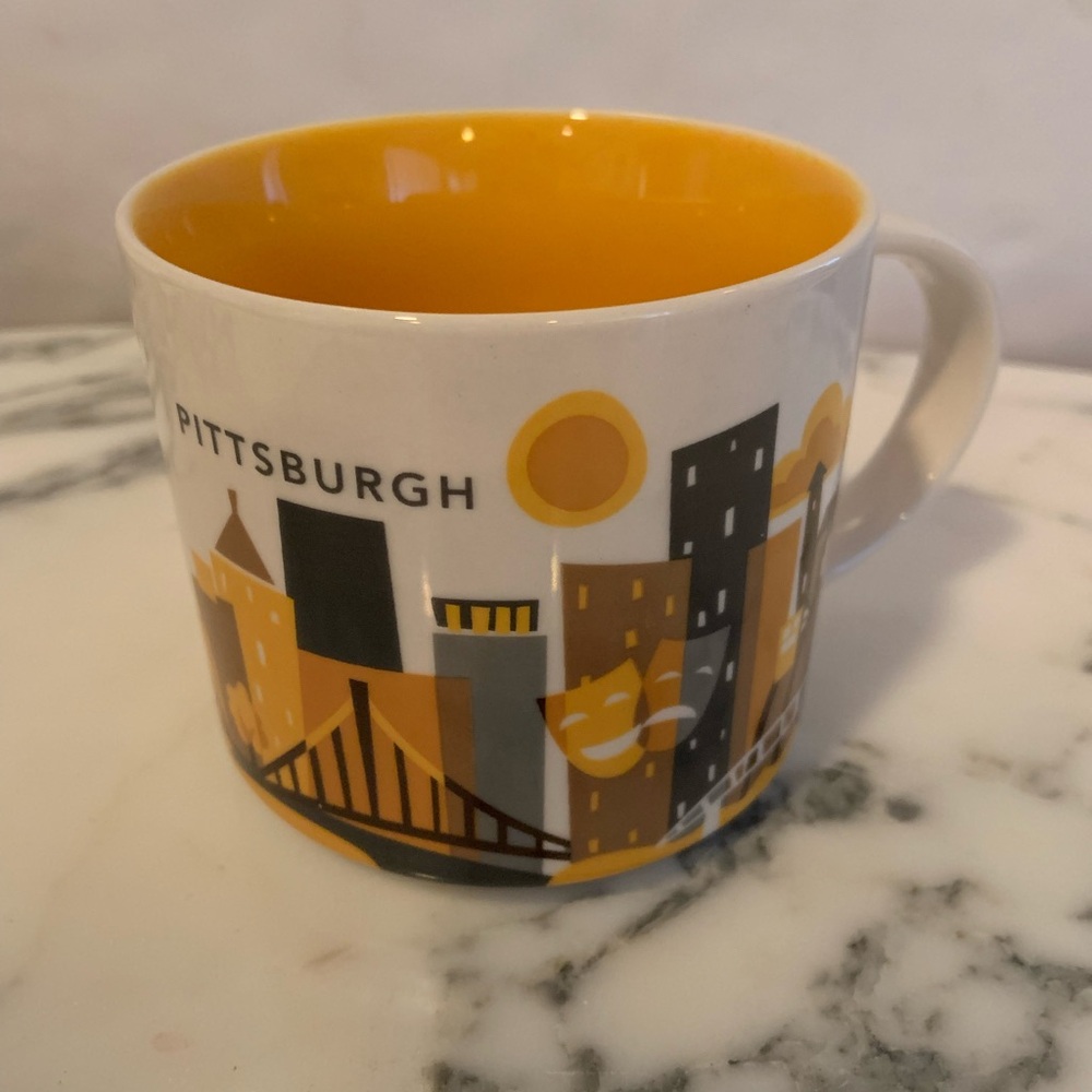Starbucks You Are Here Collection Pittsburgh Skyline Mug Yellow & White 14 floz